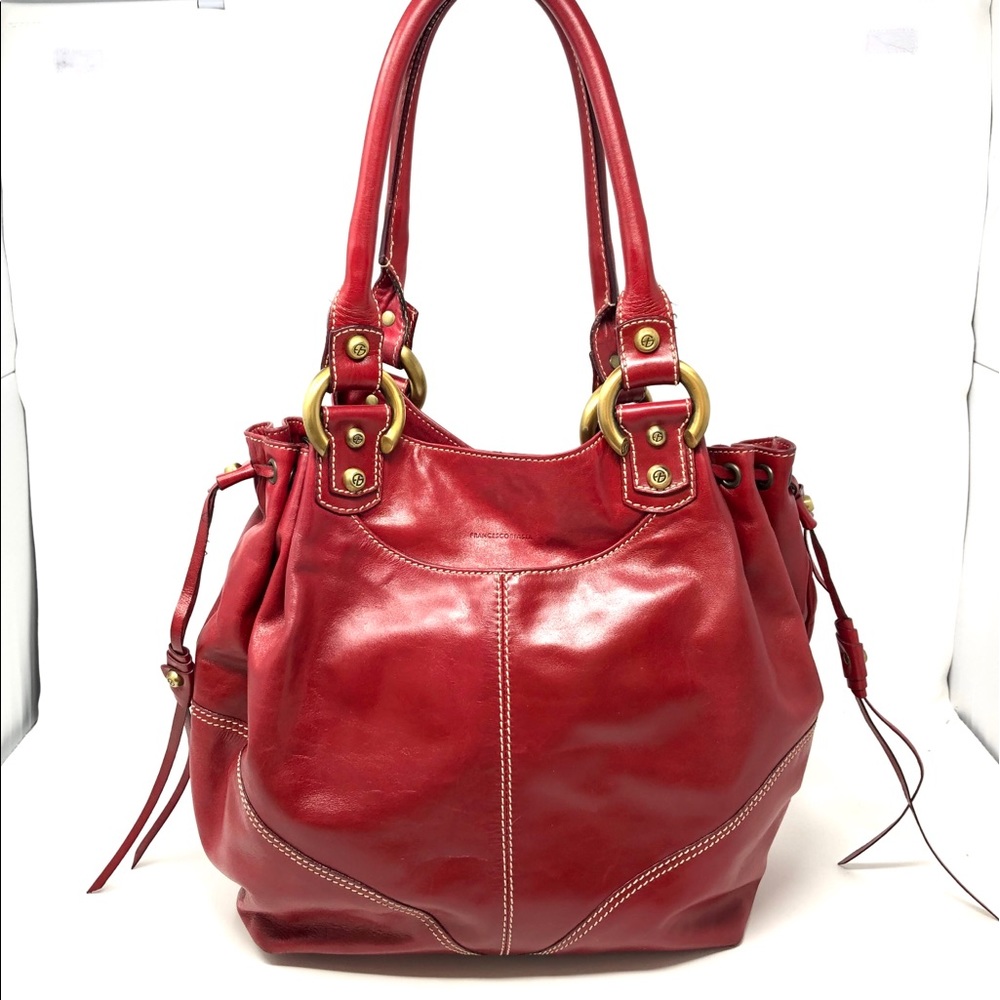 FRANCESCO BIASIA large brick red leather bag - Picture 3 of 8